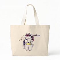 Rabbit Wearing Bandanna and Eating Cereal Canvas Bag