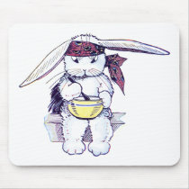 Rabbit Wearing Bandanna and Eating Cereal Mouse Pad