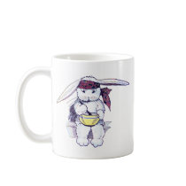 Rabbit Wearing Bandanna and Eating Cereal Coffee Mugs