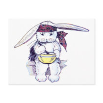 Rabbit Wearing Bandanna and Eating Cereal Post Card