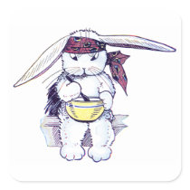 Rabbit Wearing Bandanna and Eating Cereal Sticker