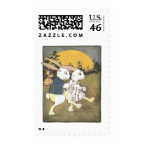 Rabbits and Rising Sun Postage Stamp