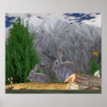 rabbits in spring posters
