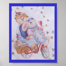 rabbits on bike poster