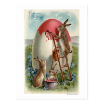 Rabbits Painting an Egg Post Cards