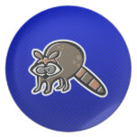 Raccoon; Blue Dinner Plate