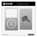 Raccoon; Brushed metal-look Skins For iPod Video