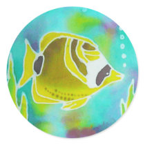 Raccoon Butterfly Fish Batik Art Sticker