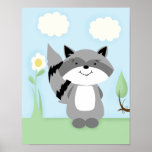Raccoon Enchanted Forest Nursery Art Print posters