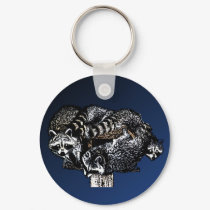 Raccoon Family Buffet keychains