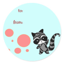 raccoon little cute gift-tag sticker