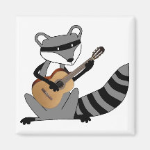 Raccoon Playing the Guitar Magnet