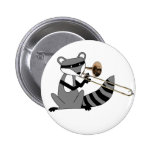 Raccoon Playing the Trombone Button