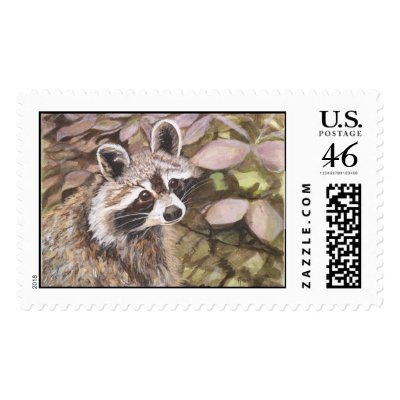 Raccoon Postage Stamp by Critterpainter