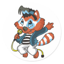 Raccoon Rock Star stickers