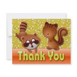 RACCOON &amp; SQUIRREL THANK YOU NOTE CARD CUSTOM ANNOUNCEMENT