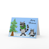 Raccoons - Merry Christmas cards