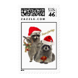 Raccoons season greetings postage