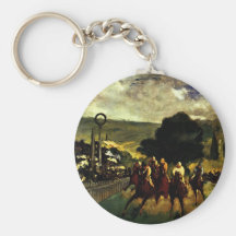 Race At Longchamp By Manet Edouard Keychains