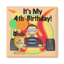 Race Car 4th Birthday Tshirts and Gifts magnets