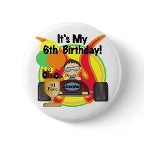 Race Car 6th Birthday Tshirts and Gifts buttons