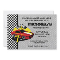 Race Car 7th Birthday Party Invitation