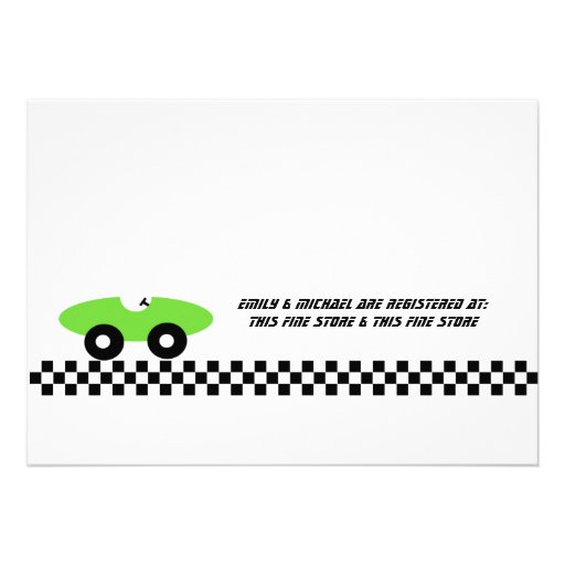 Race Car Baby Shower Personalized Invite