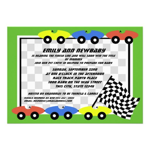 Race Car Baby Shower Personalized Invite