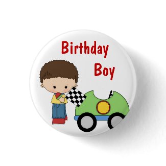 Race Car Birthday Boy Button