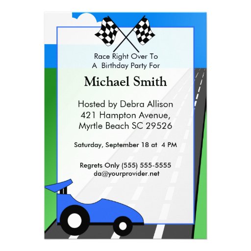 Race Car Birthday Invitation