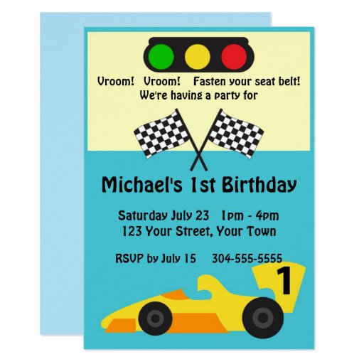 Race Car Birthday Party Card | Zazzle