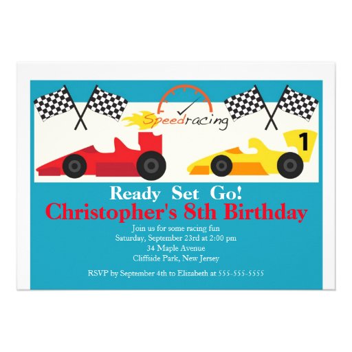 Race Car Birthday Party Invitations