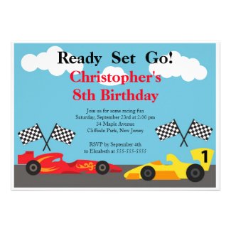 Race Car Birthday Party Invitations