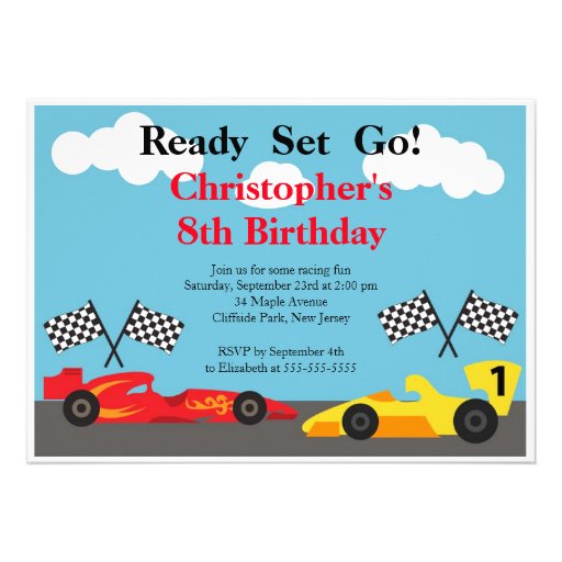 Race Car Birthday Party Invitations