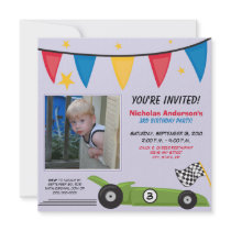 Race Car Custom Birthday Party Invitation (lilac)