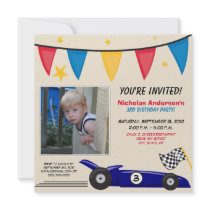 Race Car Custom Birthday Party Invitation (taupe)