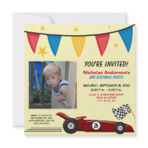 Race Car Custom Birthday Party Invitation (yellow)