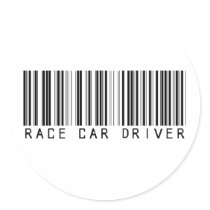 Race Car Driver Bar Code Round Stickers