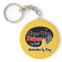Race Car Driver by Night Animator by Day Key Chain