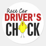RACE CAR DRIVER’S CHICK ROUND STICKER