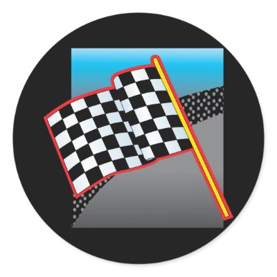 Race Car Flag Round Stickers by mariabellimages