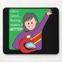 Race Car Girl mousepads by mariabellimages Race Car Girl mousepads