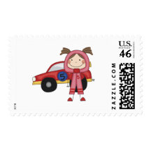 Race Car - Girl T-shirts and Gifts Postage Stamps