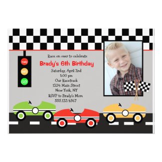 Race Car Racecar Brithday Boys Birthday Invitation
