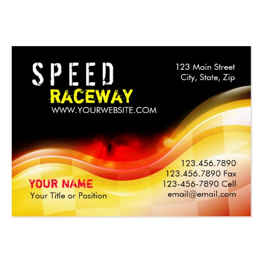 Race Car Speed Flames on Fire Business Card Templates (front side)