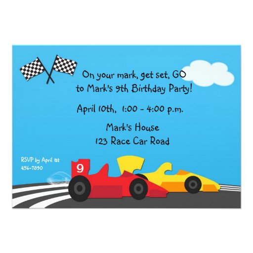 Race Car Track Birthday Invitation