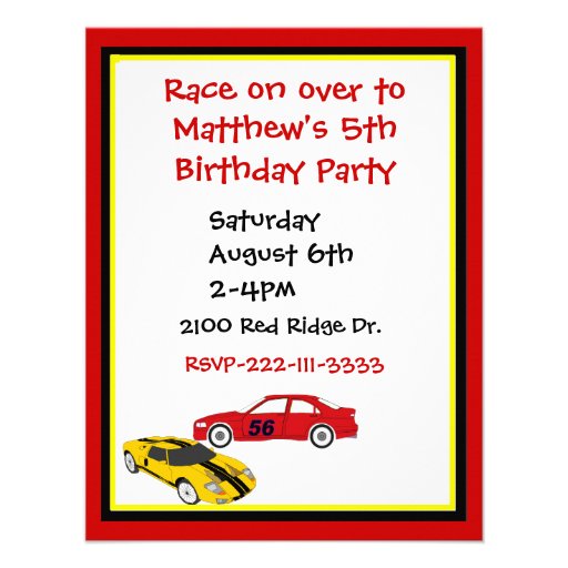 Race Cars Boy's Birthday Invitation