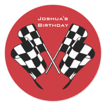 Race Cars Checkered Flag Envelope Seal Sticker