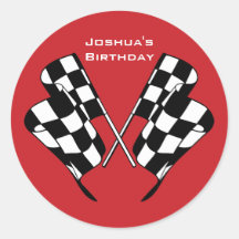 Race Cars Checkered Flag Envelope Seal Sticker