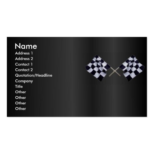 Race Flag Profile Card Business Cards (front side)